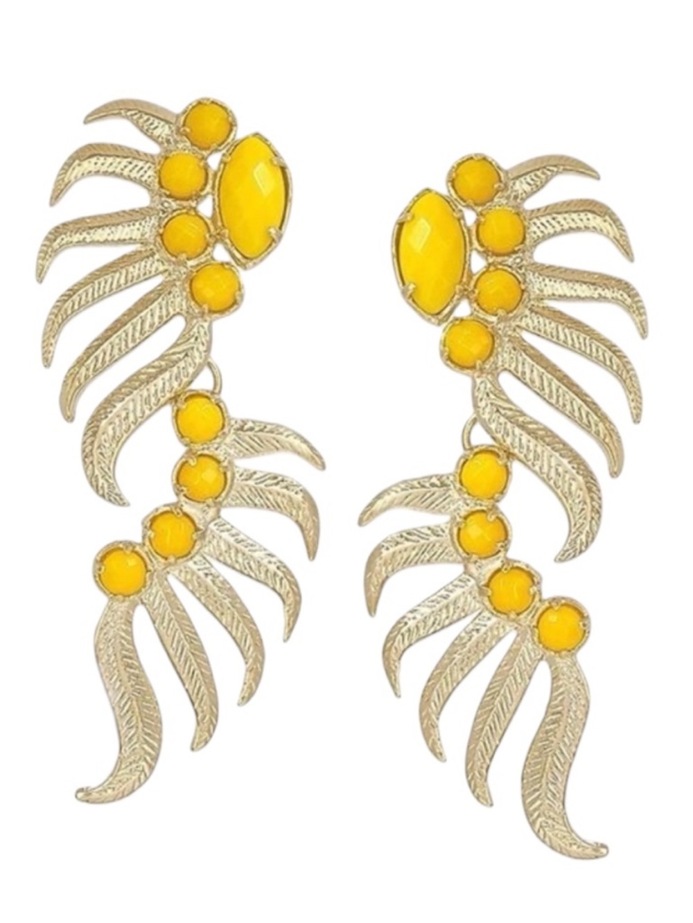 Kendra Scott Jill Gold Vintage Earrings in Yellow Onyx & Magnesite - Picture 12 of 12